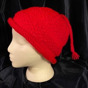 Red Hand Knit RESIST Hat - one size fits all